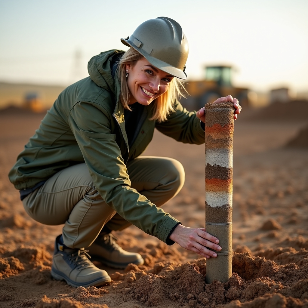 Специалист берёт пробу почвы на строительной площадке